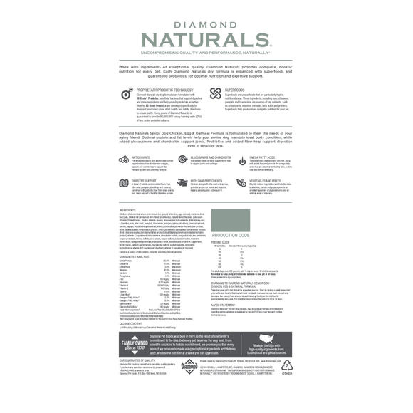 Diamond Naturals Senior Chicken, Egg & Oatmeal Dry Dog Food