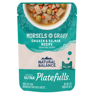 Natural Balance Original Ultra Platefulls Chicken & Salmon Recipe Morsels in Gravy Wet Cat Food Pouches