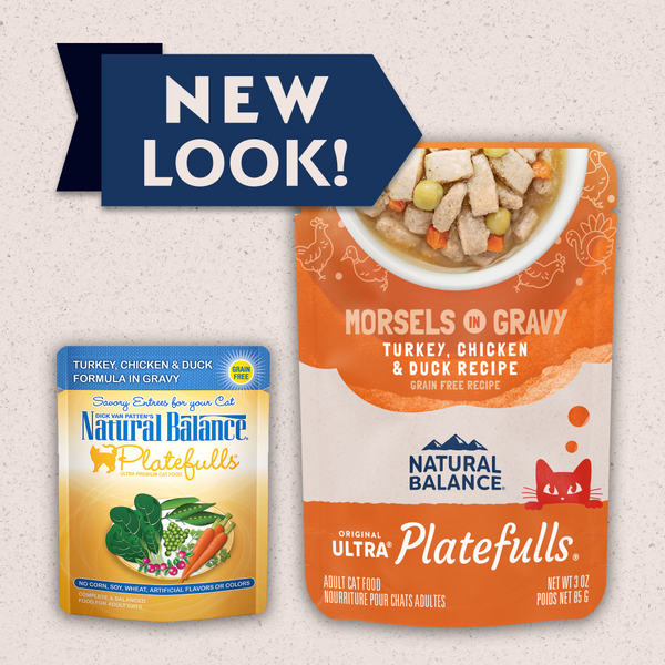 Natural Balance Original Ultra Platefulls Turkey, Chicken, & Duck Recipe Morsels in Gravy Wet Cat Food Pouches