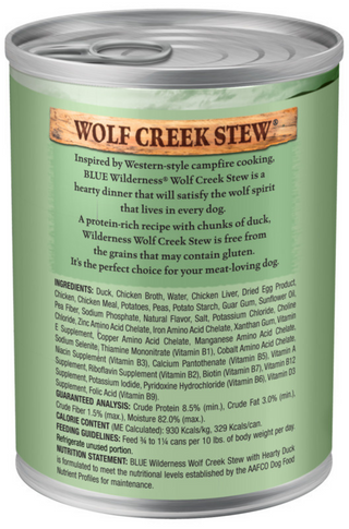 Blue Buffalo Wilderness Wolf Creek Stew Grain-Free Hearty Duck Stew Adult Canned Dog Food