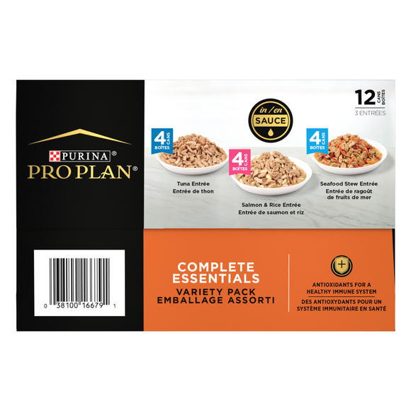 Purina Pro Plan Complete Essentials Seafood Entrees Variety Pack Adult Canned Cat Food