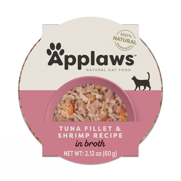 Applaws Natural Tuna Fillet with Shrimp in Broth Can Cat Food