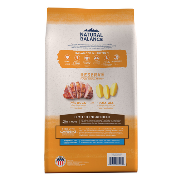 Natural Balance Limited Ingredient Reserve Grain Free Duck & Potato Puppy Recipe Dry Dog Food