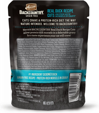 Merrick Backcountry Grain Free Gluten Free Premium High Protein Wet Cat Food, Duck Recipe Cuts With Gravy