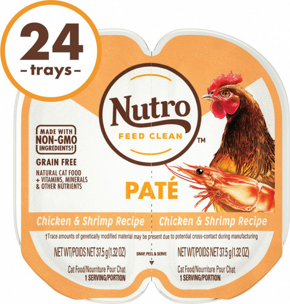 Nutro Perfect Portions Adult Grain Free Chicken and Shrimp Pate Wet Cat Food Trays