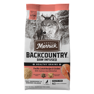 Merrick Backcountry Healthy Grains Premium Dog Food Kibble With Freeze Dried Raw Pieces Pacific Catch Recipe