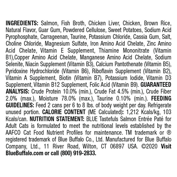 Blue Buffalo Tastefuls Adult Pate Salmon Entree Wet Cat Food