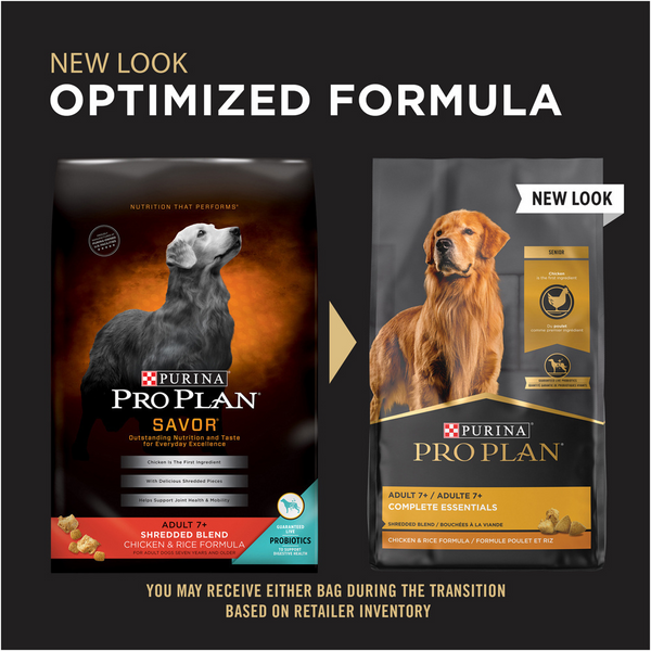 Purina Pro Plan 7 Plus Complete Essentials Shredded Blend Chicken & Rice Formula Dry Dog Food