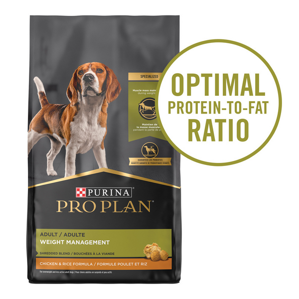 Purina Pro Plan Shredded Blend Chicken & Rice Formula With Probiotics Weight Management Dry Dog Food