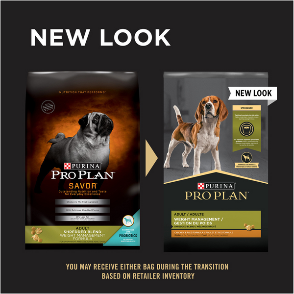 Purina Pro Plan Shredded Blend Chicken & Rice Formula With Probiotics Weight Management Dry Dog Food