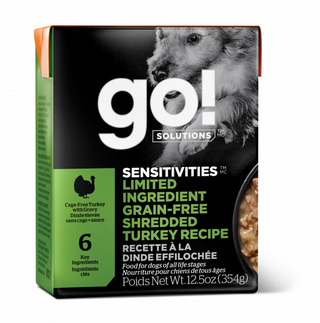 Petcurean Go! Sensitivities Limited Ingredient Grain Free Shredded Turkey Recipe Wet Dog Food