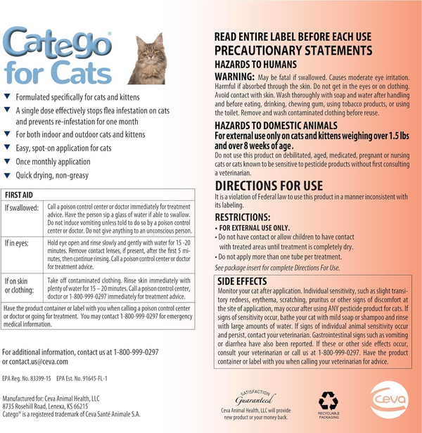 Catego Flea & Tick Spot Treatment for Cats over 1.5 lbs