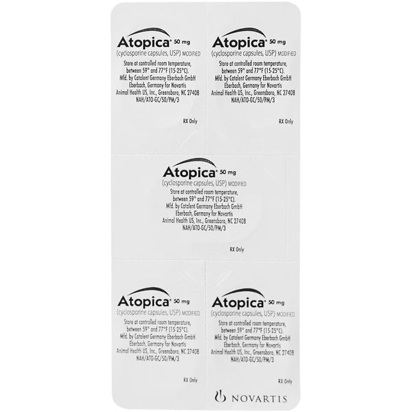 Atopica for Dogs 50mg blister back