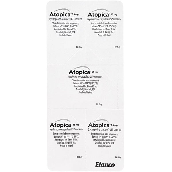 Atopica for Dogs 25mg blister back side