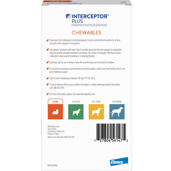 Interceptor Plus Chew for Dogs 2-8 lbs backside