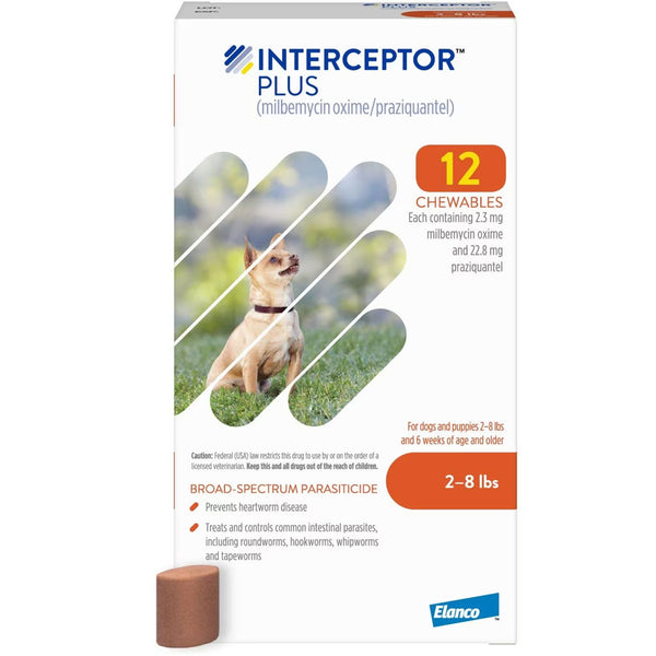 Interceptor Plus Chew for Dogs 2-8 lbs 12 chewable