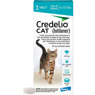 Credelio Chewable Tablets for Cats, 4.1-17 lbs, (Teal Box)