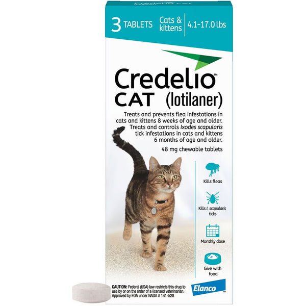 Credelio Chewable Tablets for Cats, 4.1-17 lbs 3 tablets
