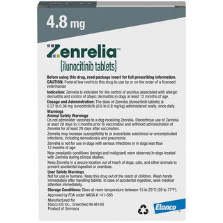 Zenrelia (ilunocitinib tablets) for Dogs, 4.8-mg backside