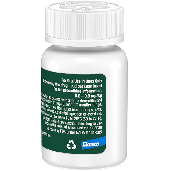 Zenrelia (ilunocitinib tablets) for Dogs, 8.5-mg 90 count backside bottle