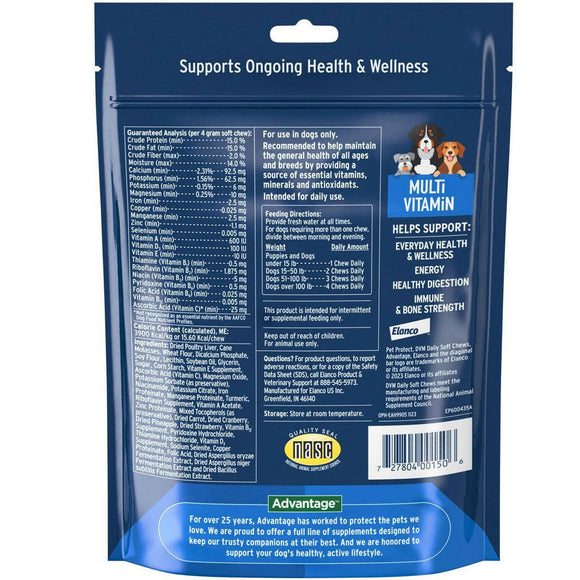 Pet Protect Multivitamin DVM Daily Soft Chews for Dogs backside