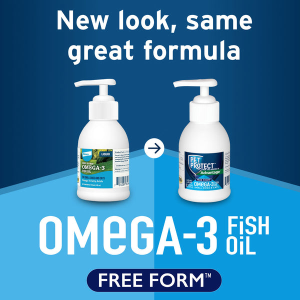 Pet Protect Omega-3 Free Form liquid new look