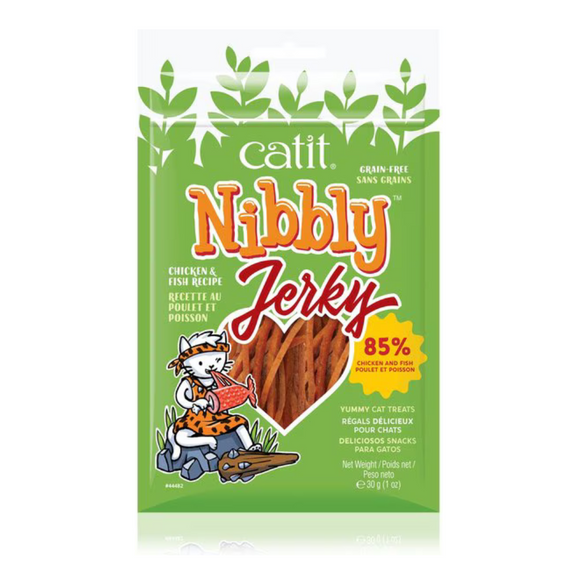 Catit Nibbly Jerky Chicken & Fish Treat For Cats (1.05oz)
