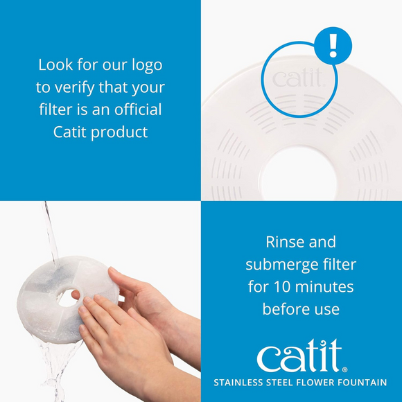 Catit LED Stainless Steel Top Flower Drinking Fountain for Cats