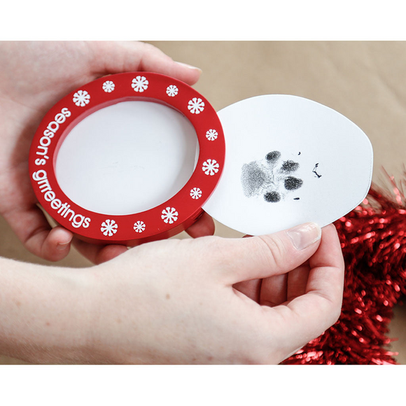 Pearhead Pawprints Double Sided Photo Ornament, Holiday Keepsake for Pets & Owners