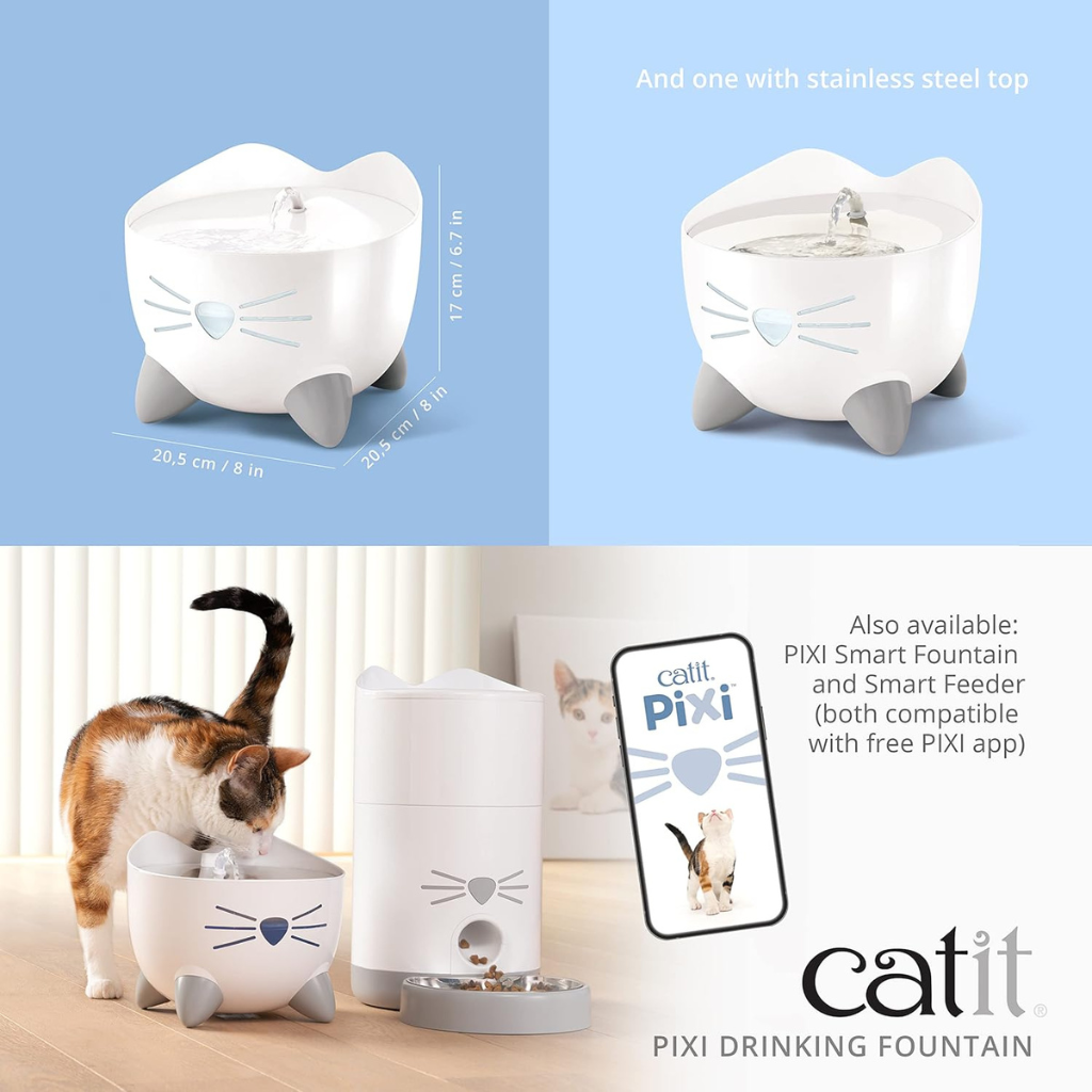 Catit PIXI Drinking Fountain, Cute & Quiet Cat Hydrator