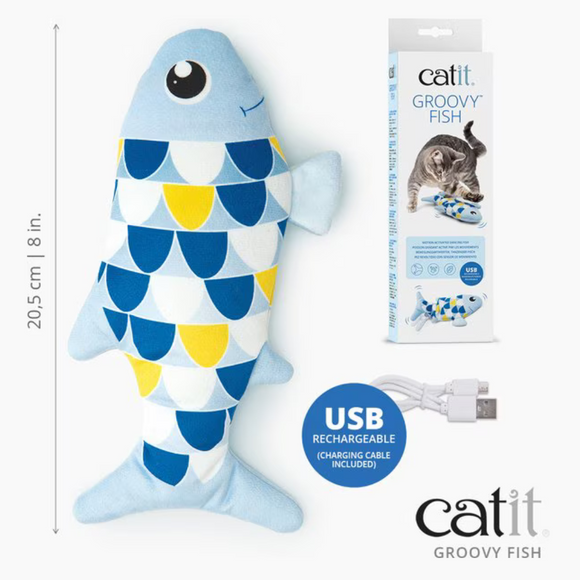 Catit Groovy Fish Motion-Activated Catnip Cat Toy (Blue)