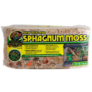 Package of New Zealand Sphagnum Moss with Zoo Med logo on a white background