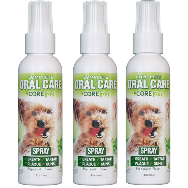 Core Pet Complete Oral Care Spray Peppermint Flavor for Dogs & Cats, 4-oz, 3-pack