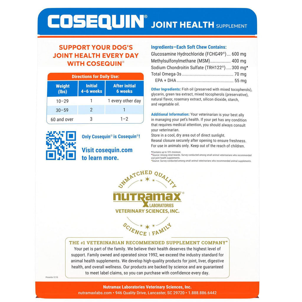 Cosequin® Maximum Strength With MSM PLUS Omega-3s 60ct backside