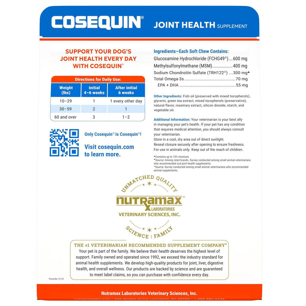 Cosequin® Maximum Strength With MSM PLUS Omega-3s 120ct backside