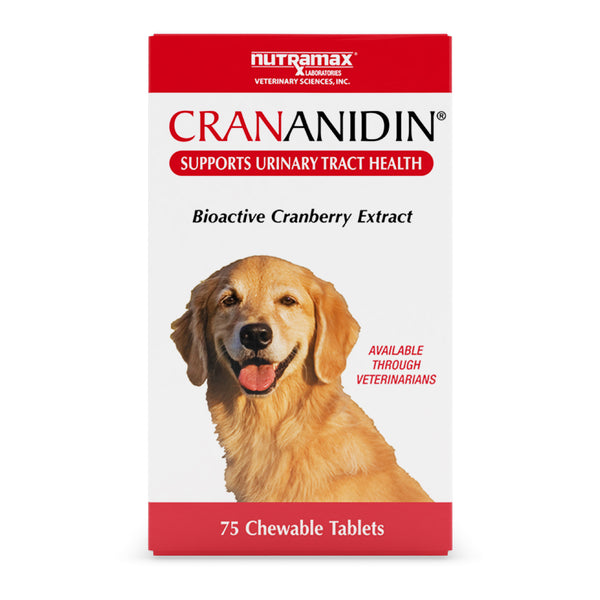 Nutramax Crananidin Cranberry Extract Urinary Tract Health Supplement for Dogs, 75 Chewable Tablets
