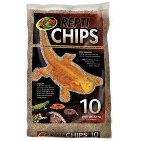 Package of Zoo Med Repti Chips with a lizard illustration on a white background