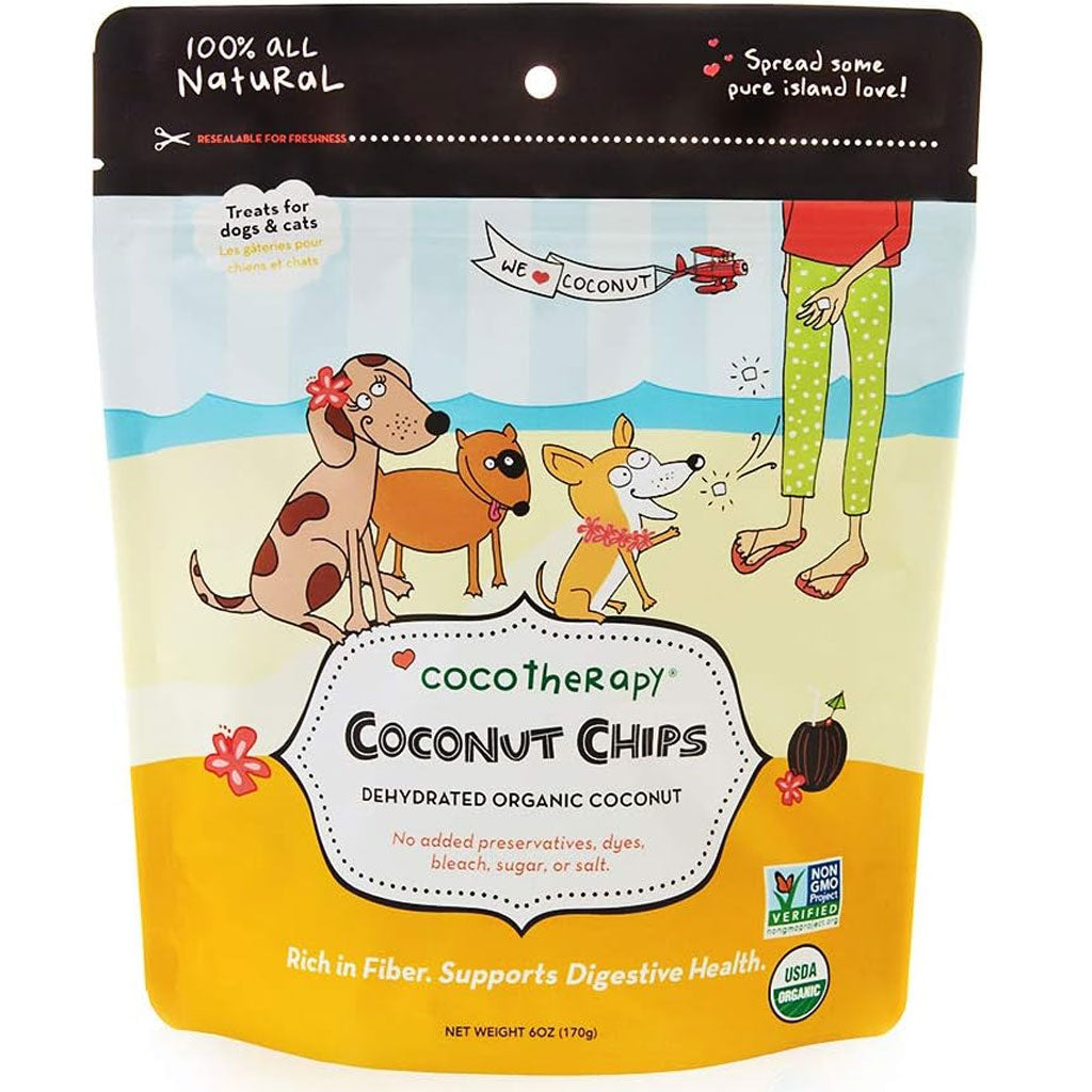 Cocotherapy Coconut Chips Raw Coconut for Dogs, Cats & Birds, 6-oz