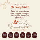 Advertisement for Maggie's Macaroons with a dog illustration and allergy-free information.