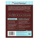 Back of a product packaging for CocoTherapy Maggie's Macaroons with text and labels.