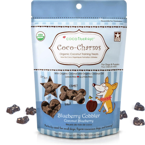 Cocotherapy Coco-Charms Training Treats Blueverry Cobbler for Dogs & Puppies, 5-oz