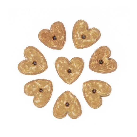 Heart-shaped cookies with a white background