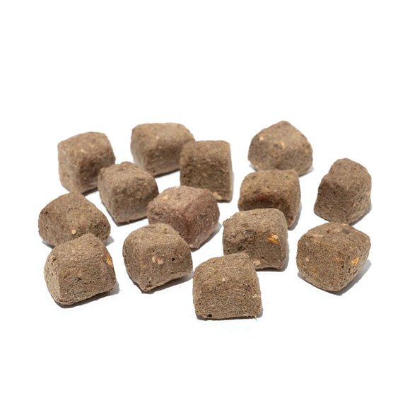 Brown cube-shaped items on a white background