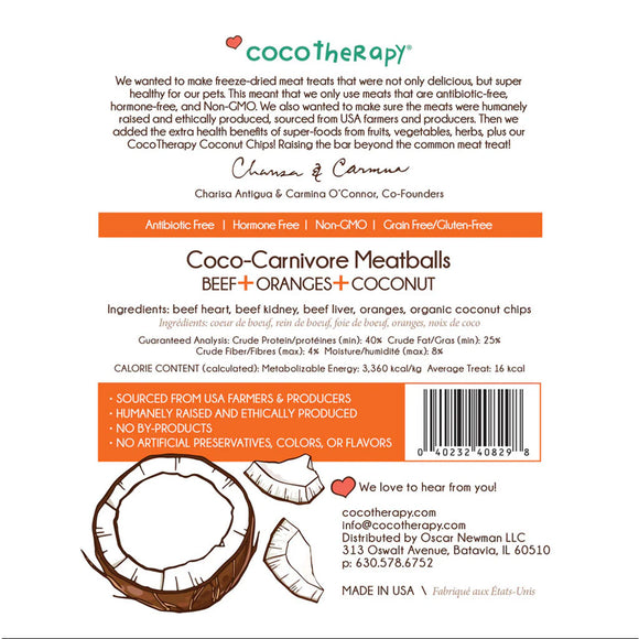 Back of a CocoTherapy product packaging with text and branding.