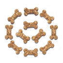 Dog treats shaped like bones on a white background
