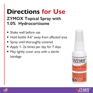 Close-up of Zymox Topical Spray label with active ingredient information