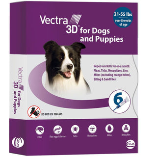 Vectra 3D Flea and Tick Spot Treatment for Dogs & Puppies, 21-55 lbs 6 doses