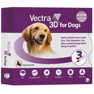 Vectra 3D Flea and Tick Spot Treatment for Dogs & Puppies, 56-95 lbs 3 Doses