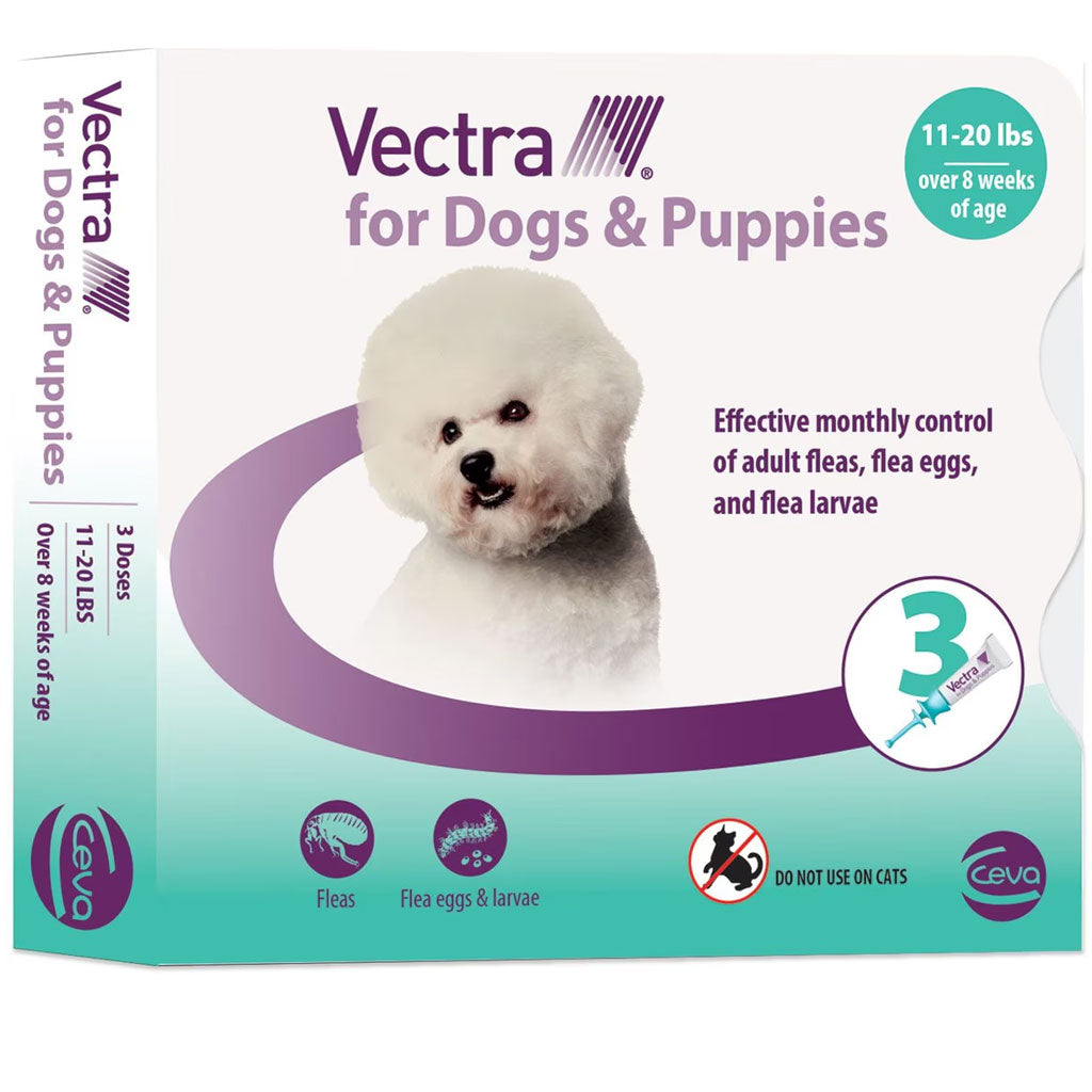 Vectra Flea and Tick Spot Treatment for Small Dogs & Puppies, 11-20 lbs 3 doses