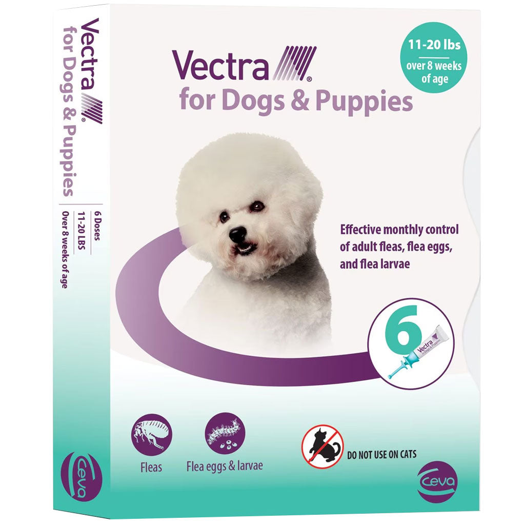 Vectra Flea and Tick Spot Treatment for Small Dogs & Puppies, 11-20 lbs 6 doses